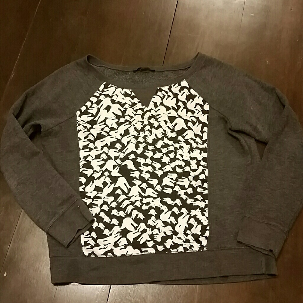 Grey sweater with birds